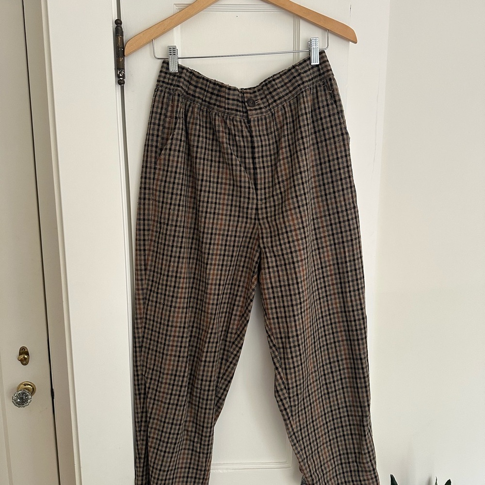 Madewell Plaid Pants in Brown and Black